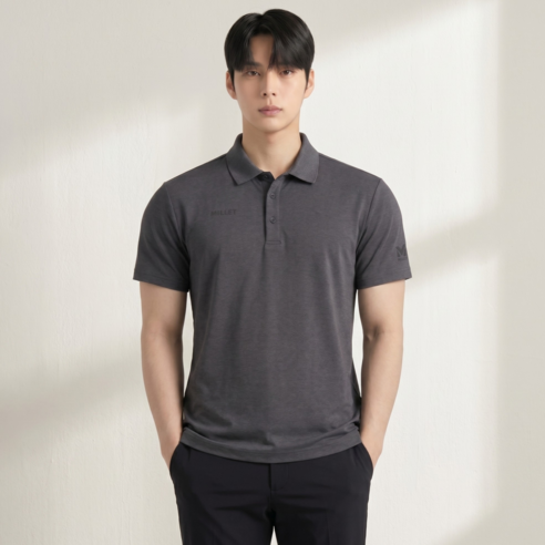 밀레 남성 기능성 냉감 반팔 카라 티셔츠 여름 피케 등산복