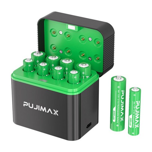 PUJIMAX 스마트 건전지 충전기 케이스 8구AA4+AAA4 1100mWh+4255mWh 겸용 1.5V 리튬이온 충전식 배터리 8개 세트 L812, 1개