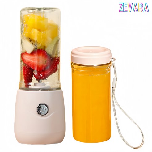 ZEVARA 휴대용 미니믹서기 무선블랜더 USB충전 주스믹서컵 450ml 대용량 다기능유리컵, 핑크-AAA99
