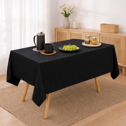 밀앤미터 일회용 테이블보 방수 PEVA 파티 전시회용, 5개, 137x183cm, 블랙