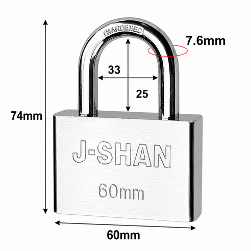 LSmall 도난방지 방수 방청 스테인리스 자물쇠 60mm 대형 창고 컨테이너 철문 열쇠 잠금장치, 1개