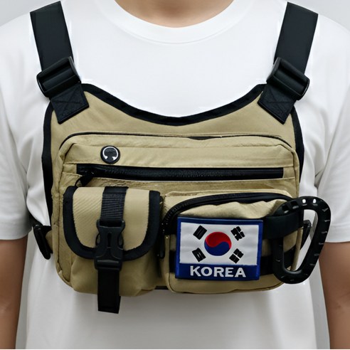 하네스트 완전밀착 오토바이 배달 라이더 체스트백, 베이지