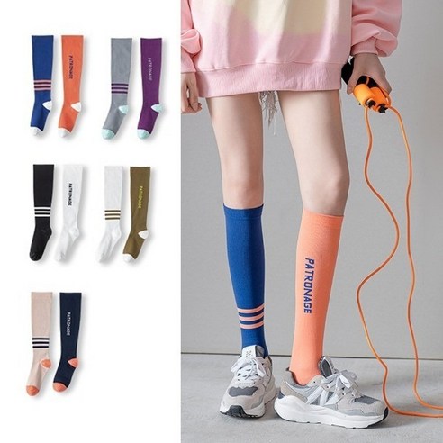 여성 스포츠 롱 압박 양말 러닝 피트니스 요가 운동 언발 컬러 삭스 반스타킹