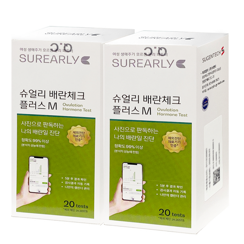 [앱연동] 슈얼리 배란테스트기 배란체크M 20개입 2개 세트, 1세트, 1세트