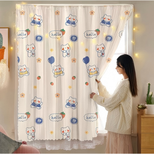 엘레강스 암막 커튼 이중 레이스 벨크로 암막 커튼