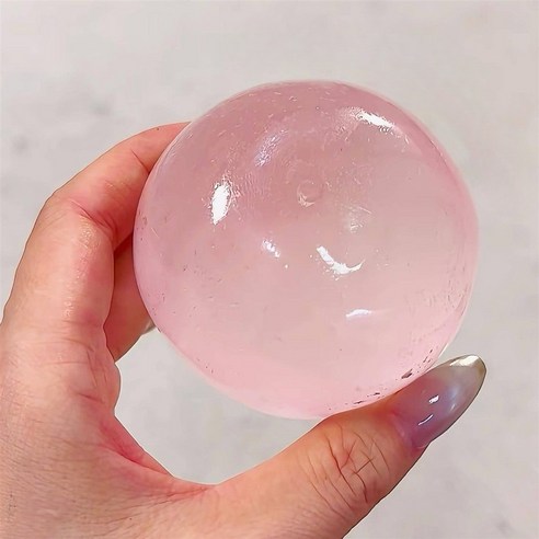투명 구슬 말랑이 PVC 지퍼백 파우치 슬랑이 스트레스해소 힐링 촉감 피젯토이 오피스토이, 1개, 핑크