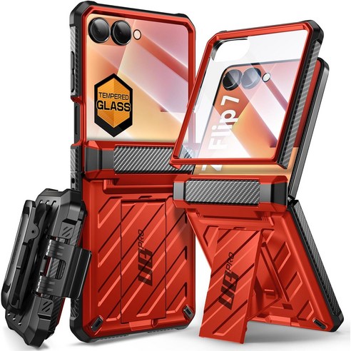 SUPCASE UBPRO 유비프로 갤럭시 Z 플립 7 러기드 스탠드 케이스, 레드