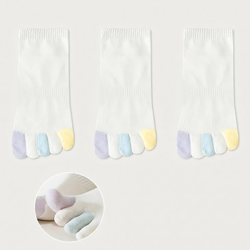 여성용 기능성 순면 향균 캔디 발가락 양말 3켤레