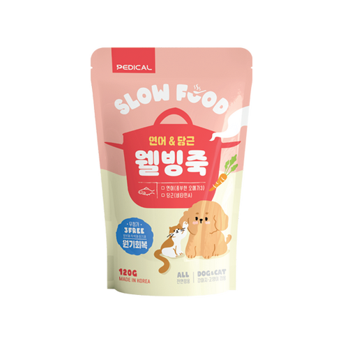 웰빙죽 연어&당근 눈건강 강아지영양죽 고양이간식 원기회복, 혼합맛(연어/당근), 120g, 1개