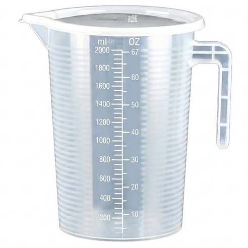 싱글레이드 뚜껑있는 튼튼한 PP 비커, 1개, 2L