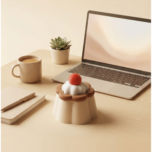 귀여운 커스터드 푸딩 클리커 키캡 데스크테리어 소품 발렌타인 선물, 1개, 청축