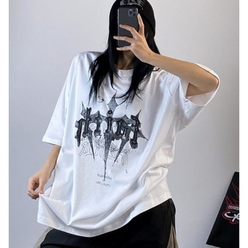 [디디댄스] 원크루 반팔 힙합티 스트릿 댄스복 공연복 KPOP 방송의상 걸스힙합, 화이트