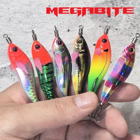 메가바이트 에기 갑오징어 문어 쭈꾸미 에기 BEST 핫컬러 모음, 1세트, 30g, 메가탄50 6종