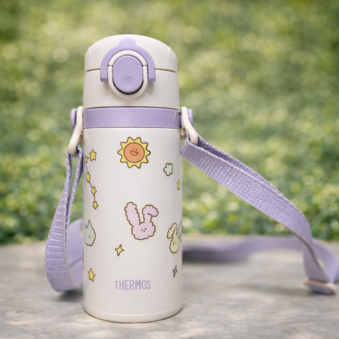 써모스 마이 디자인 보틀 스트랩 + 원터치 타입 텀블러 세트 JOI-350K 크림 × 350ml × 1개