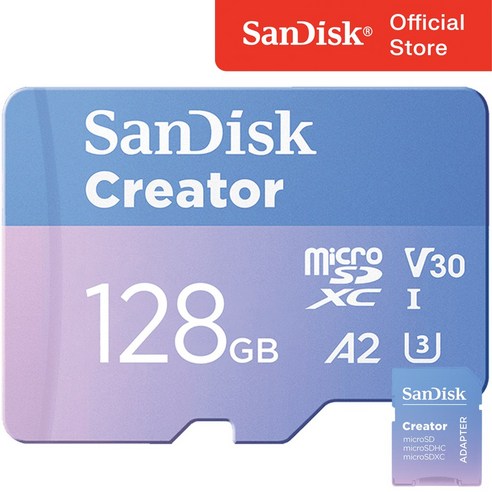 샌디스크 크리에이터 마이크로 SD카드 액션캠 블랙박스 카메라 메모리, 1개, 128GB