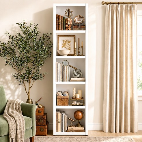 예뫼솔 2000시스템책장 5단-400-500-600-800-1000-1200사이즈 수납선택 책장 책꽂이 수납장 진열장, 5단-0500책장-화이트, 5단