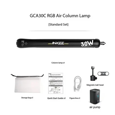 INKEE GCA30C 풀 컬러 RGB 튜브 라이트 30W 2000k-10000k 에어 인플레이터블 필 휴대용 핸드헬드 LED ...