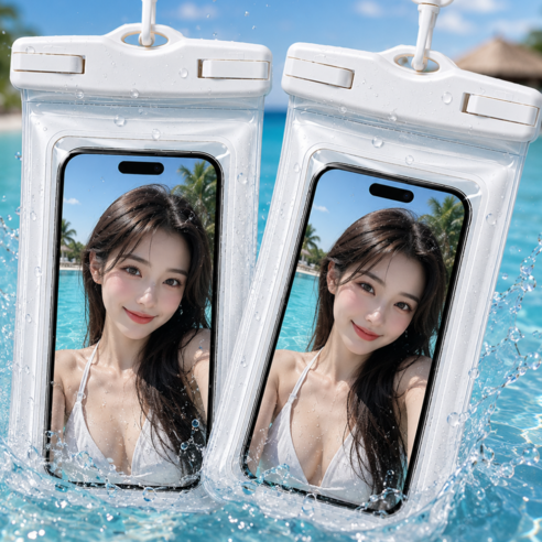 핸드폰 방수팩 물놀이 휴대폰 방수케이스, 2개, 화이트