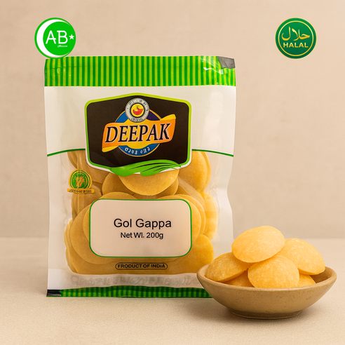 Deepak Gol Gappa Pani Puri Crispy Shells 디팍 골가빠 파니푸리 바삭 쉘, 200g, 1개