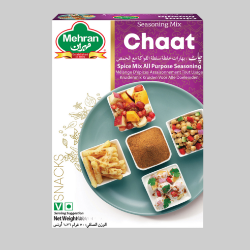 Mehran Chaat Masala - All Purpose Spice Mix for Snacks and Salads 메란 찻 마살라 - 스낵과 샐러드를 위한 다목적 향신료 믹스