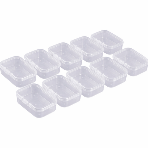 [바이베이직] 세트 다용도 미니 케이스 PP 플라스틱 5.5cm 4cm 2cm 악세사리 소품정리함 전자부품 피스 공구 탑로더 샘플 약통 수납 자구 씨앗 가차 스티커 보관함, 10개, 단일 사이즈 투명