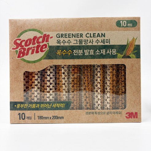 3M 스카치브라이트 옥수수 그물망사 수세미, 1개, 10개