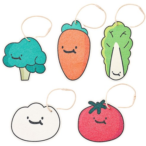 잼먹 천연펄프 셀룰로오스 수세미, 1세트, 5개, 과일채소