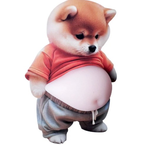 강아지 시바견 말랑 뱃살 충격흡수 문콕방지 스티커 / 자동차 문 보호 + 말랑이 스트레스 장난감 2pcs, 2개, 배불뚝 시바견