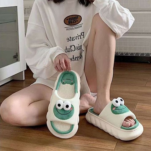 하늬바람 귀염뽀짝 캐릭터 동물 린넨 슬리퍼 폭신한 쿠션감 층간소음 사계절 집들이 선물용 데일리템 커플템