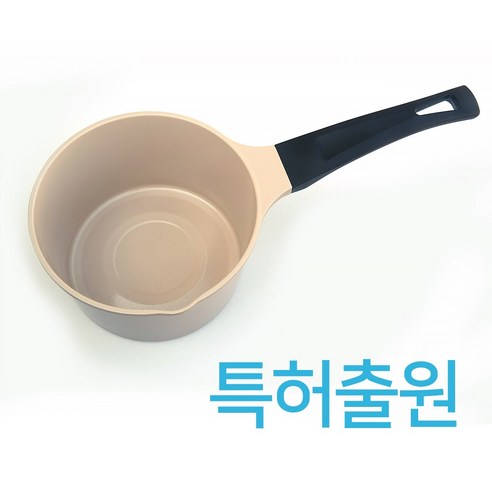 [특허] 신박한 고화력 라면냄비 세라믹(가스용 뚜껑없음) 1인용 2인용 겸용 편수 라면 냄비, 1개, 베이지, 17cm