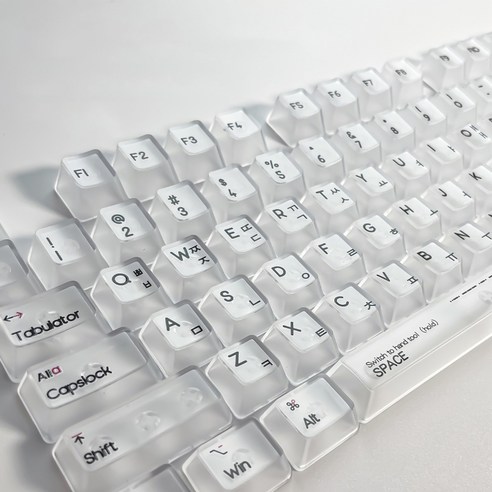 BIKASU 투명 한글키캡 PBT 기계식 키보드 키캡 OEM 132키 키캡 세트, 무광 하얀색