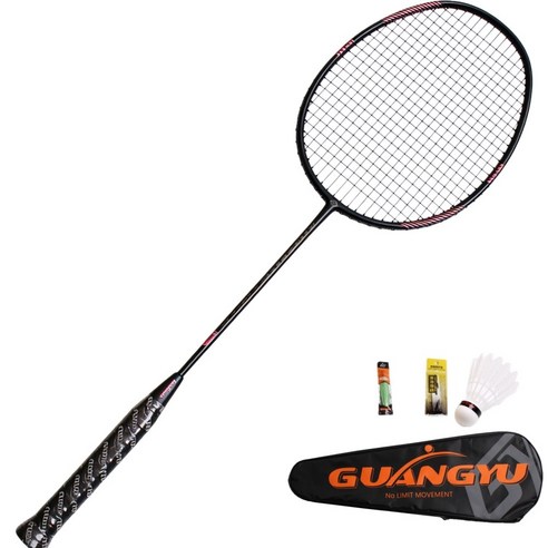 풀카본 초경량 배드민턴 라켓 5U/8U 선수용 전문가용 상급자용 1P, 1개, 8U 블랙+블랙