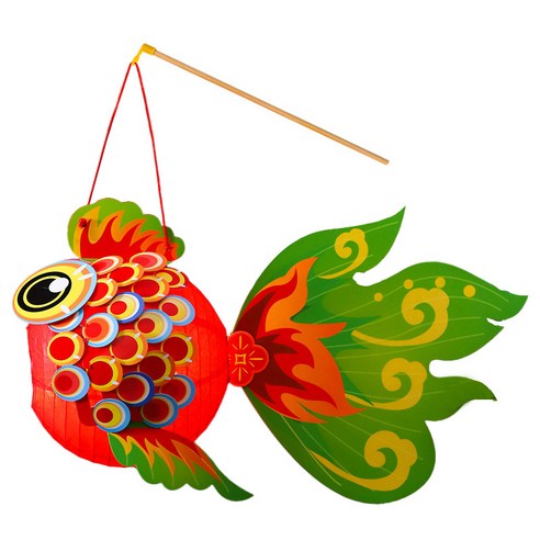 手提金魚燈籠︱中秋節花燈DIY燈籠材料包小燈籠紅燈籠紙燈籠︱麥