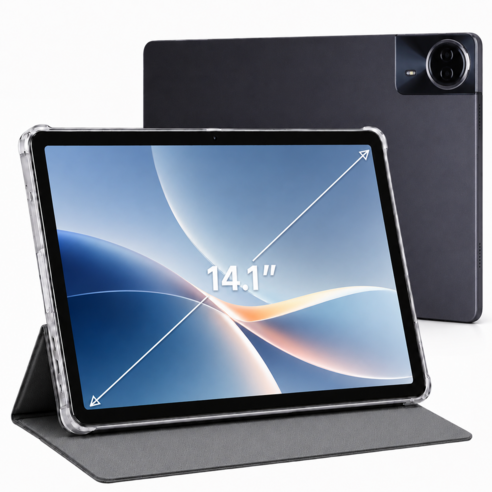 14.1인치 대화면 안드로이드 태블릿PC 4K OLED 12GB RAM 128GB 4G LTE WiFi 12000mAh 유튜브 인강 업무용, Wi-Fi + 셀룰러, 다크 그레이