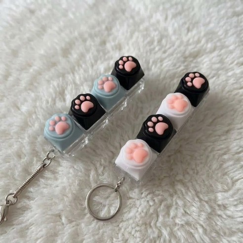 오브제이스 귀여운 LED 고양이 스트레스 해소 피젯 키캡 키보드 딸깍이 키링, 1개, 모노 냥냥이