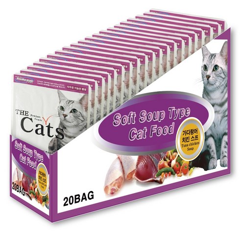 더캣츠 고양이 스프 파우치 간식, 혼합맛(가다랑어/치킨), 50g, 80개