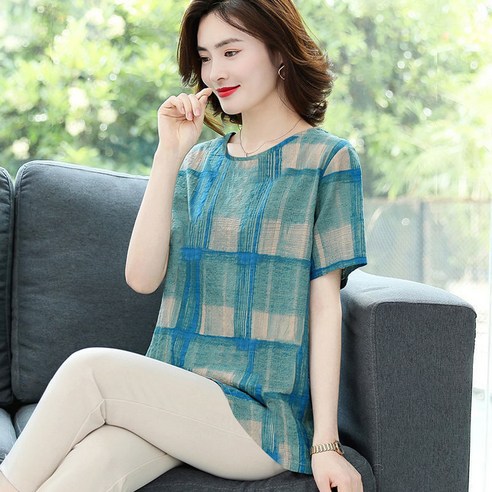 해피유통 여성 여름 패션 캐주얼 다자인 엄마옷 반팔티 jhy