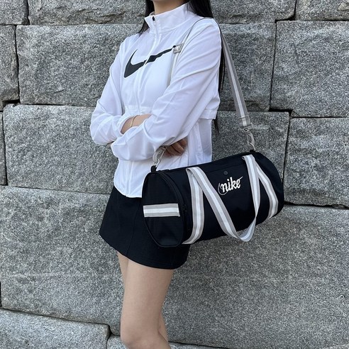 나이키 요가 헬스 트레이닝 더블팩 헤리티지 운동가방, 1개, 블랙+그레이