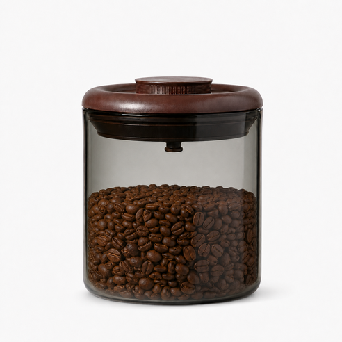 [공간참견] 빈세이프 원두 보관 밀폐용기 원터치 차광 유리 커피 보관통, 600ml, 1개