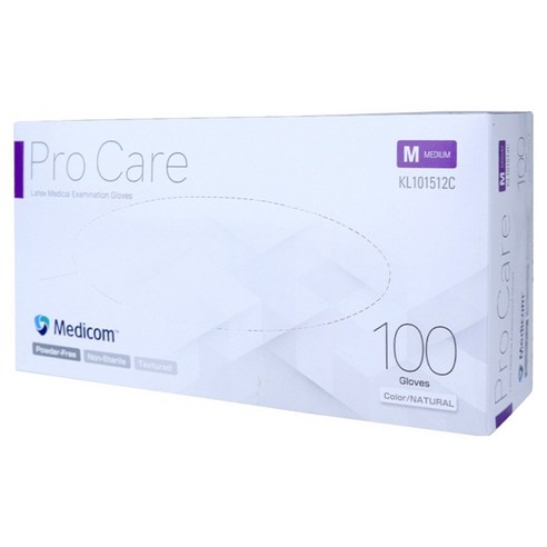 메디컴 프로케어 진료용 라텍스 장갑 100p, 아이보리, 중(M), 1개