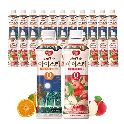 [동원] 보성홍차 아이스티 제로 500ml 한라봉12개 + 애플12개