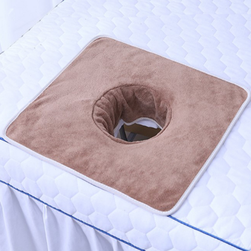 [로이스] 얼굴 구멍 있는 마사지베드용 극세사 경락 구멍타올 시트 40x40cm 안마 마사지 스파 도수치료 피부관리실 경락베드 경락매트리스 미용베드 용, 1개, 브라운