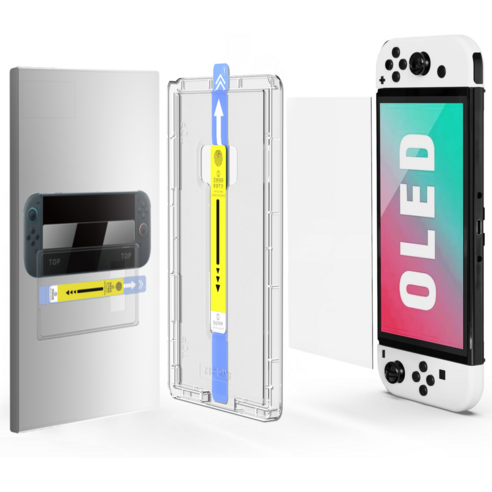 닌텐도 스위치 2 OLED PS5 저반사 지문방지 9H 고경도 자동먼지제거 부착키트 강화유리 액정보호필름 1P, 1세트, HD, 닌텐도 스위치 OLED