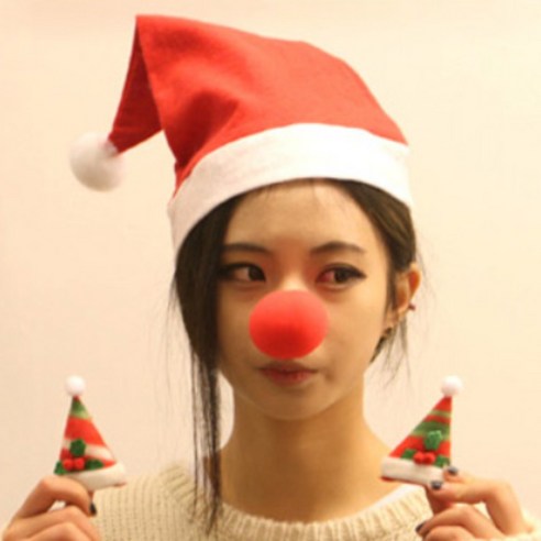 히든오너 크리스마스 루돌프 스펀지 빨간 코, 5개, 레드