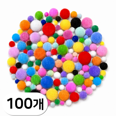 펴나나다 10-30mm 5종 컬러 폼폼이 색방울, 100개, 혼합색상