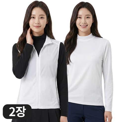 [1+1] 썬마스킨 프리미엄 자외선차단 UV 쿨링 스포츠 골프 여성 반폴라 이너웨어 티셔츠