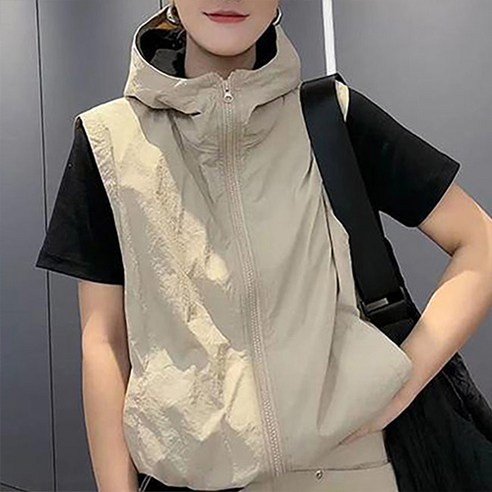 데일로엔 여성 여름 빅사이즈 레이어드 아노락 후드 조끼