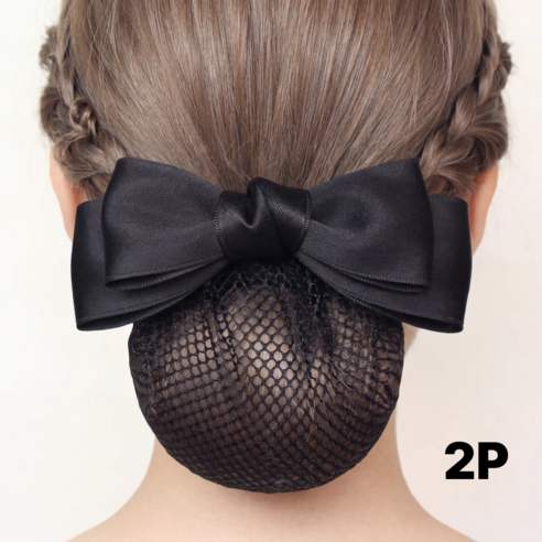 짱짱한 여성 머리핀 리본 머리망 간호사 승무원 헤어망 2세트