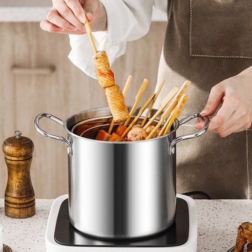 ROYAI ONE Dayong 304 Stainless Paseuta Naembi Odengtang Naembi Twigim Naembi 3.5 L, Eunsaek , 1 Set , 17 cm (ROYAI ONE 다용도 304 스텐 파스타 냄비 오뎅탕 냄비 튀김 냄비 3.5L, 은색, 1세트, 17cm)