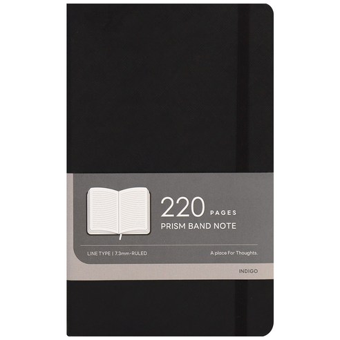 인디고 프리즘 220 A5 양장 밴드 라인 유선 노트, 1개, 블랙